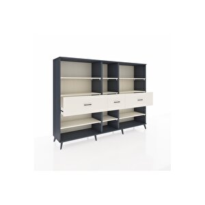 Hyperion Dolap 9 Raflı 3 Çekmeceli  220x44x163 Antrasit-aytaşı