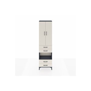 Arges Dolap 3 Raflı 4 Çekmeceli Tek Askılı 60x30x221 Antrasit-aytaşı