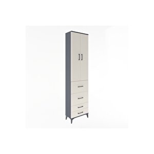 Arges Dolap 4 Raflı 4 Çekmeceli 2 Kapaklı 60x30x243 Antrasit-aytaşı