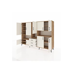 Hyperion Dolap 13 Raflı 3 Çekmeceli 9 Kapaklı 220x44x163 Çam-aytaşı