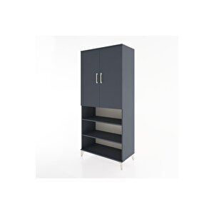 Hyperion Dolap 5 Raflı 2 Kapaklı 88x44x195 Antrasit-antrasit