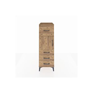 Kronos Dolap Tek Raflı 4 Çekmeceli Tek Kapaklı 44x59x134 Çam-çam