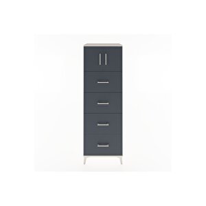 Hyperion Dolap Tek Raflı 4 Çekmeceli 2 Kapaklı 60x44x182 Aytaşı-antrasit