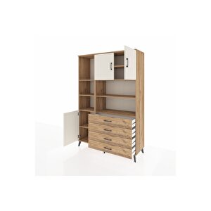 Hyperion Dolap 8 Raflı 4 Çekmeceli 3 Kapaklı 132x44x195 Çam-aytaşı/çam