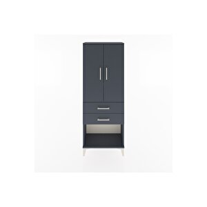 Arges Dolap 3 Raflı 2 Çekmeceli 2 Kapaklı 60x30x163 Antrasit-antrasit