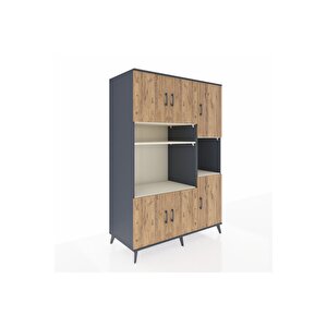 Kronos Dolap 9 Raflı 6 Kapaklı 132x59x195 Antrasit-çam/aytaşı