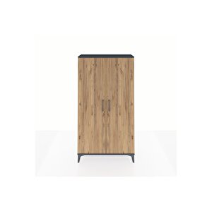 Arges Dolap 2 Raflı Kapaklı Tek Askılı 88x30x163 Antrasit-çam