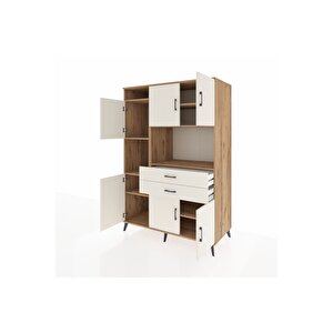 Kronos Dolap 8 Raflı 2 Çekmeceli 6 Kapaklı 132x59x195 Çam-aytaşı/aytaşı