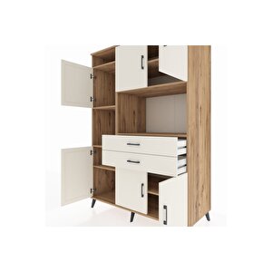 Kronos Dolap 8 Raflı 2 Çekmeceli 6 Kapaklı 132x59x195 Çam-aytaşı/aytaşı