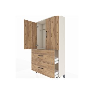 Arges Dolap Tek Raflı 2 Çekmeceli Tek Askılı 88x30x163 Aytaşı-çam