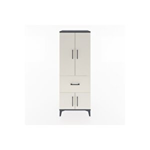 Hyperion Dolap 3 Raflı Tek Çekmeceli 4 Kapaklı 60x44x163 Antrasit-aytaşı