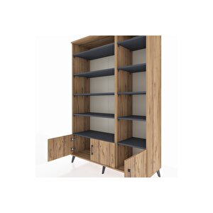 Hyperion Dolap 10 Raflı 3 Kapaklı 132x44x195 Çam-çam/antrasit