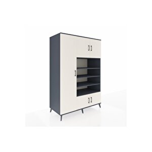 Kronos Dolap 10 Raflı 5 Kapaklı 132x59x195 Antrasit-aytaşı/antrasit