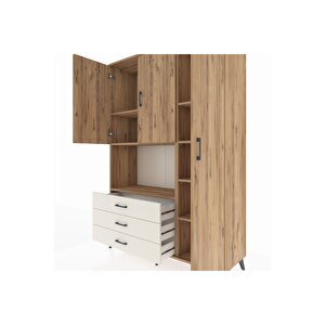 Hyperion Dolap 7 Raflı 3 Çekmeceli 3 Kapaklı 132x44x195 Çam-çam/aytaşı