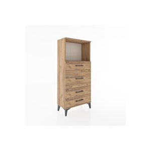 Hyperion Dolap Tek Raflı 4 Çekmeceli 60x44x134 Çam-çam