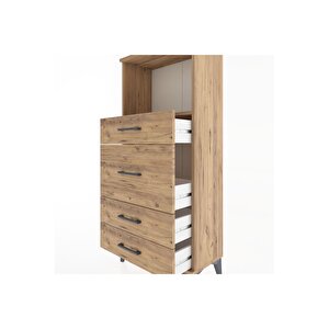 Hyperion Dolap Tek Raflı 4 Çekmeceli 60x44x134 Çam-çam