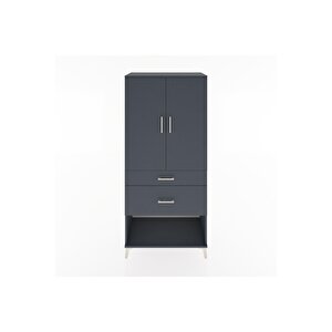 Hyperion Dolap 3 Raflı 2 Çekmeceli 2 Kapaklı 88x44x195 Antrasit-antrasit