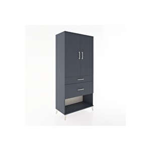 Hyperion Dolap 3 Raflı 2 Çekmeceli 2 Kapaklı 88x44x195 Antrasit-antrasit