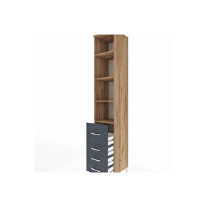 Hyperion Dolap 4 Raflı 4 Çekmeceli 44x44x243 Çam-antrasit