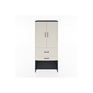 Hyperion Dolap Tek Raflı 2 Çekmeceli Tek Askılı 88x44x195 Antrasit-aytaşı