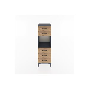 Hyperion Dolap Tek Raflı 5 Çekmeceli 44x44x134 Antrasit-çam