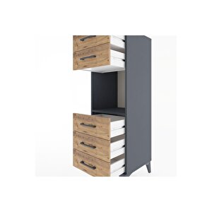 Hyperion Dolap Tek Raflı 5 Çekmeceli 44x44x134 Antrasit-çam