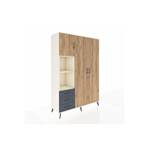 Hyperion Dolap 6 Raflı 3 Çekmeceli Tek Askılı 132x44x195 Aytaşı-çam/antrasit