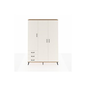 Arges Gardrop 6 Raflı 3 Çekmeceli Tek Askılı 132x30x195 Çam-aytaşı