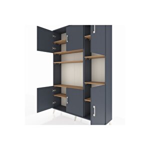 Arges Dolap 9 Raflı 6 Kapaklı 132x30x195 Antrasit-antrasit/çam