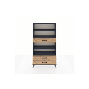 Arges Dolap 4 Raflı 3 Çekmeceli 88x30x163 Antrasit-çam