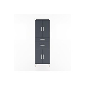 Hyperion Dolap 4 Raflı 2 Çekmeceli 4 Kapaklı 60x44x195 Antrasit-antrasit