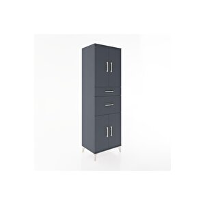Hyperion Dolap 4 Raflı 2 Çekmeceli 4 Kapaklı 60x44x195 Antrasit-antrasit