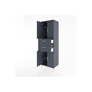 Hyperion Dolap 4 Raflı 2 Çekmeceli 4 Kapaklı 60x44x195 Antrasit-antrasit