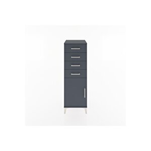 Hyperion Dolap Tek Raflı 4 Çekmeceli Tek Kapaklı 44x44x134 Antrasit-antrasit