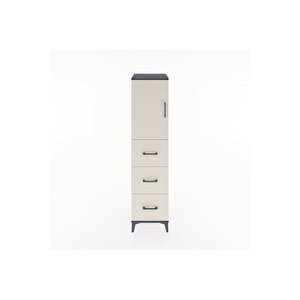 Hyperion Dolap 2 Raflı 3 Çekmeceli Tek Kapaklı 44x44x182 Antrasit-aytaşı