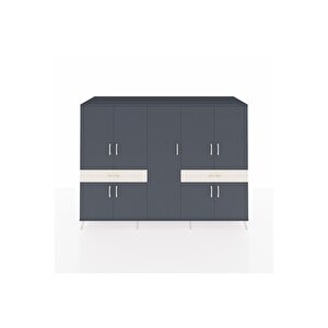 Kronos Dolap 12 Raflı 2 Çekmeceli 8 Kapaklı 220x59x163 Antrasit-antrasit/aytaşı
