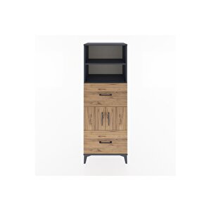 Hyperion Dolap 3 Raflı 2 Çekmeceli 2 Kapaklı 60x44x163 Antrasit-çam