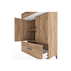 Hyperion Dolap 2 Raflı 2 Çekmeceli 2 Kapaklı 88x44x134 Çam-çam
