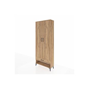 Arges Dolap 5 Raflı Tek Çekmeceli 2 Kapaklı 88x30x221 Çam-çam