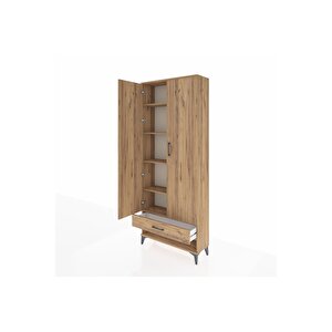 Arges Dolap 5 Raflı Tek Çekmeceli 2 Kapaklı 88x30x221 Çam-çam