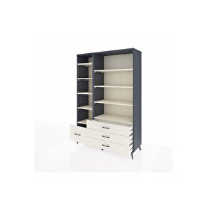 Hyperion Gardrop 9 Raflı 4 Çekmeceli  132x44x195 Antrasit-aytaşı