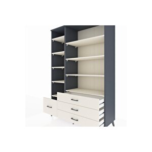 Hyperion Gardrop 9 Raflı 4 Çekmeceli  132x44x195 Antrasit-aytaşı