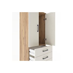 Hyperion Dolap Tek Raflı 5 Çekmeceli Tek Askılı 60x44x182 Çam-aytaşı