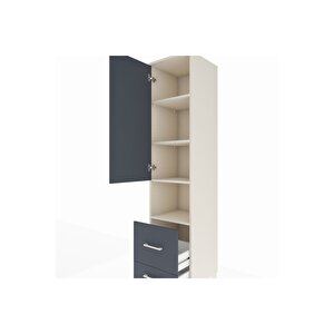 Hyperion Dolap 4 Raflı 2 Çekmeceli Tek Kapaklı 44x44x195 Aytaşı-antrasit