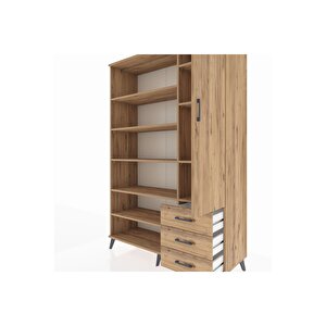 Hyperion Gardrop 9 Raflı 3 Çekmeceli Tek Kapaklı  132x44x195 Çam-çam