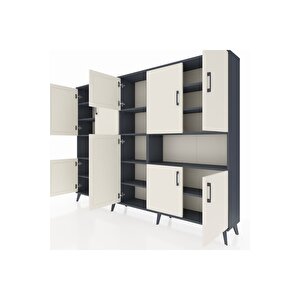 Arges Dolap 14 Raflı 10 Kapaklı 220x30x163 Antrasit-aytaşı/antrasit