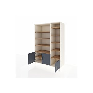 Kronos Dolap 10 Raflı 3 Kapaklı 132x59x195 Aytaşı-antrasit/çam