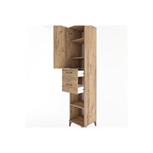 Hyperion Dolap 4 Raflı 2 Çekmeceli Tek Kapaklı 44x44x221 Çam-çam