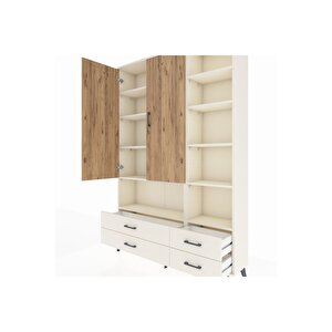 Arges Dolap 10 Raflı 4 Çekmeceli 2 Kapaklı 132x30x195 Aytaşı-çam/aytaşı