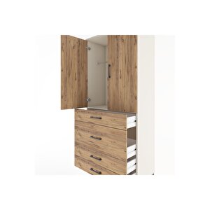 Hyperion Dolap Tek Raflı 4 Çekmeceli Tek Askılı 88x44x195 Aytaşı-çam